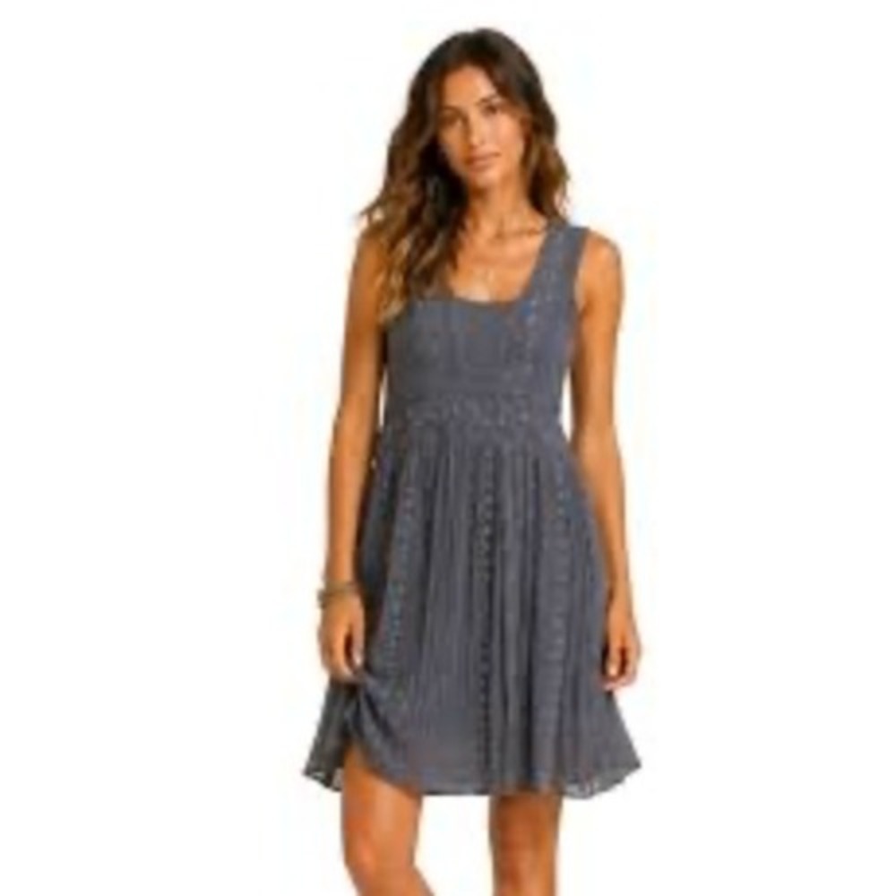 Sundance Gray Lace Embroidered Sleeveless Midi Dress 10 Boho Cottagecore